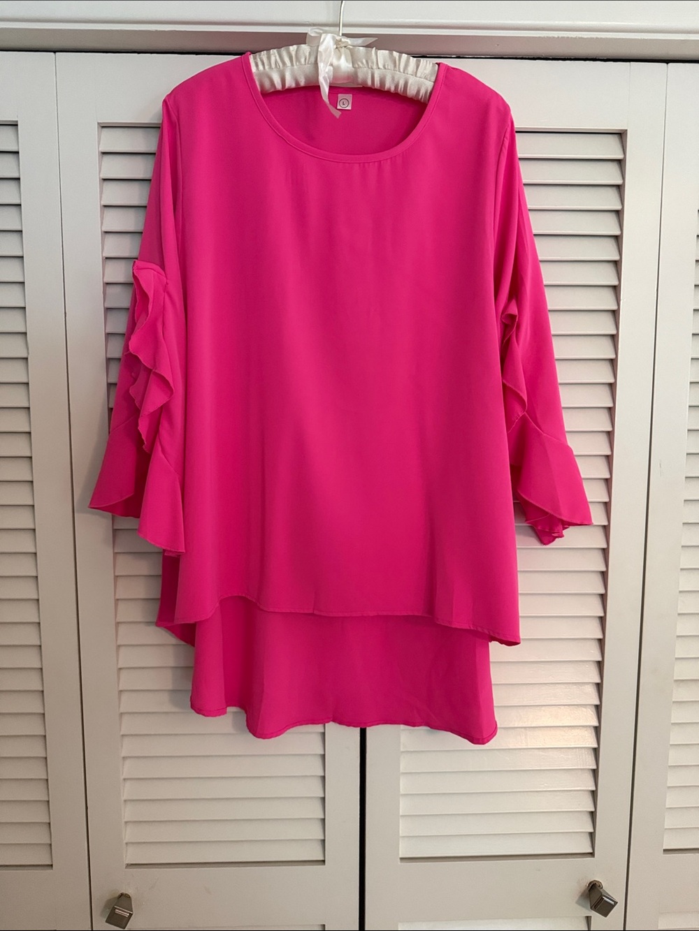 Pink ruffle blouse